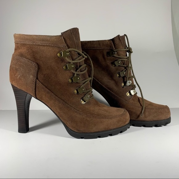 Ralph Lauren Nubuck Brown Lace Leather Boots - Picture 4 of 10